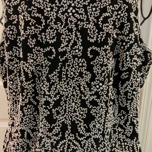 LESLIE FAY EVENING BEADED FORMAL BLACK & WHITE VINTAGE TOP PLUS SIZE 2X - Picture 3 of 9